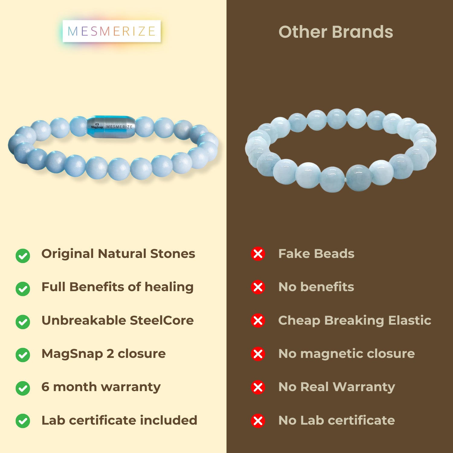 Calming Angelite Natural Stone Bracelet with MagSnap