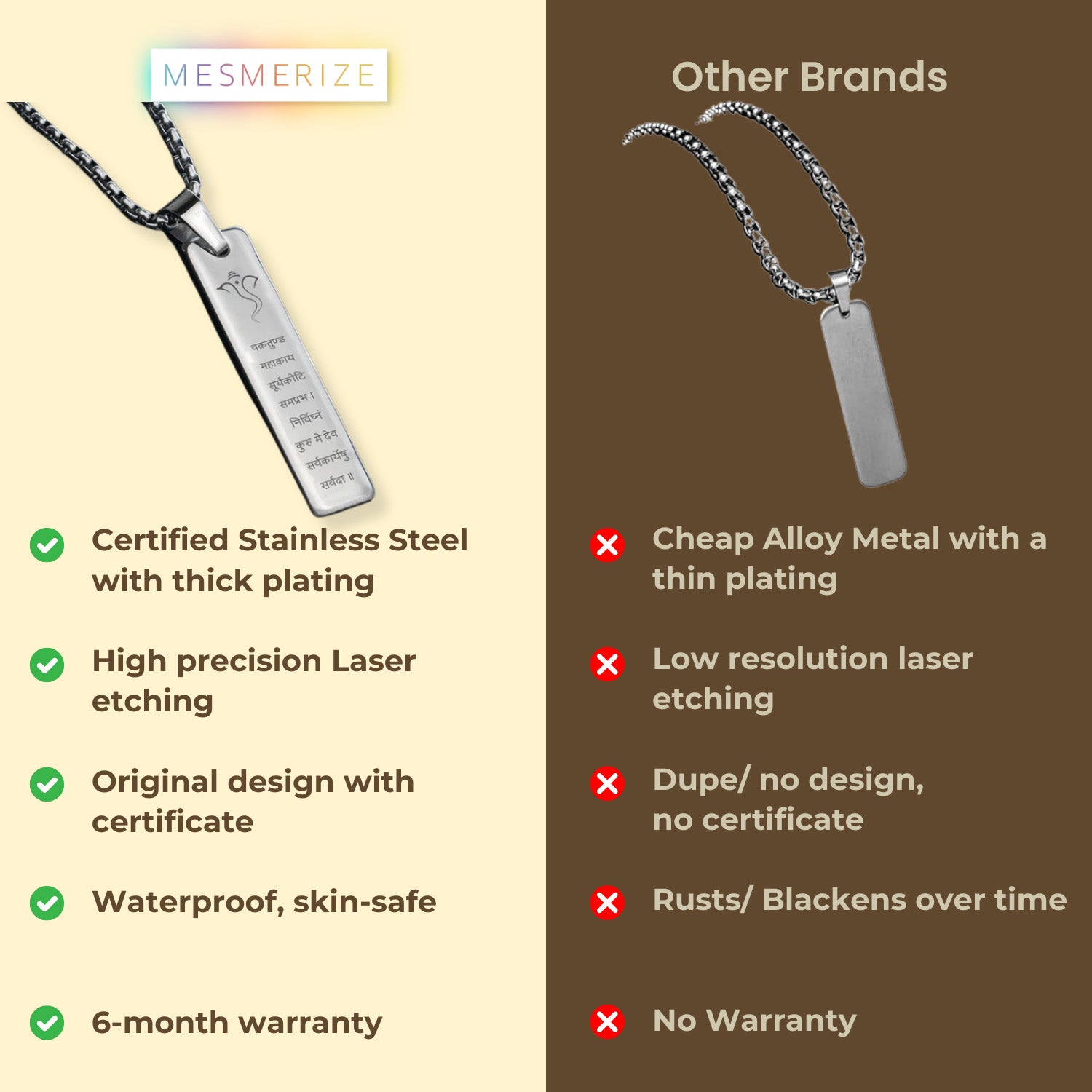 Devotional Ganpati Shloka Mini Tag Necklace Gold