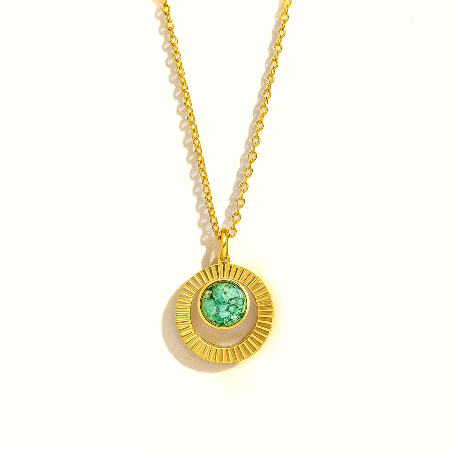 Valentina Pave Gold Necklace with Emerald Stone