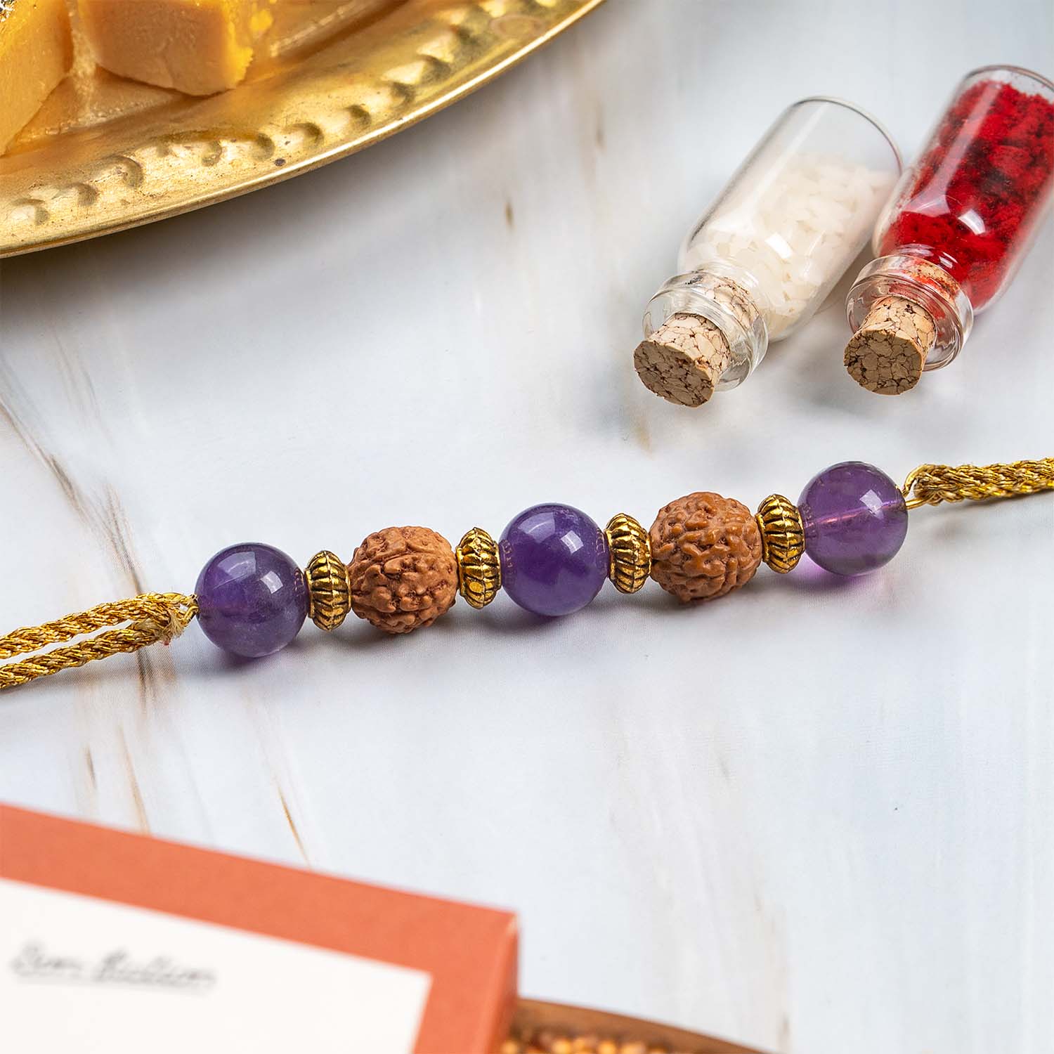 Wellness Amethyst Natural Stone Rakhi
