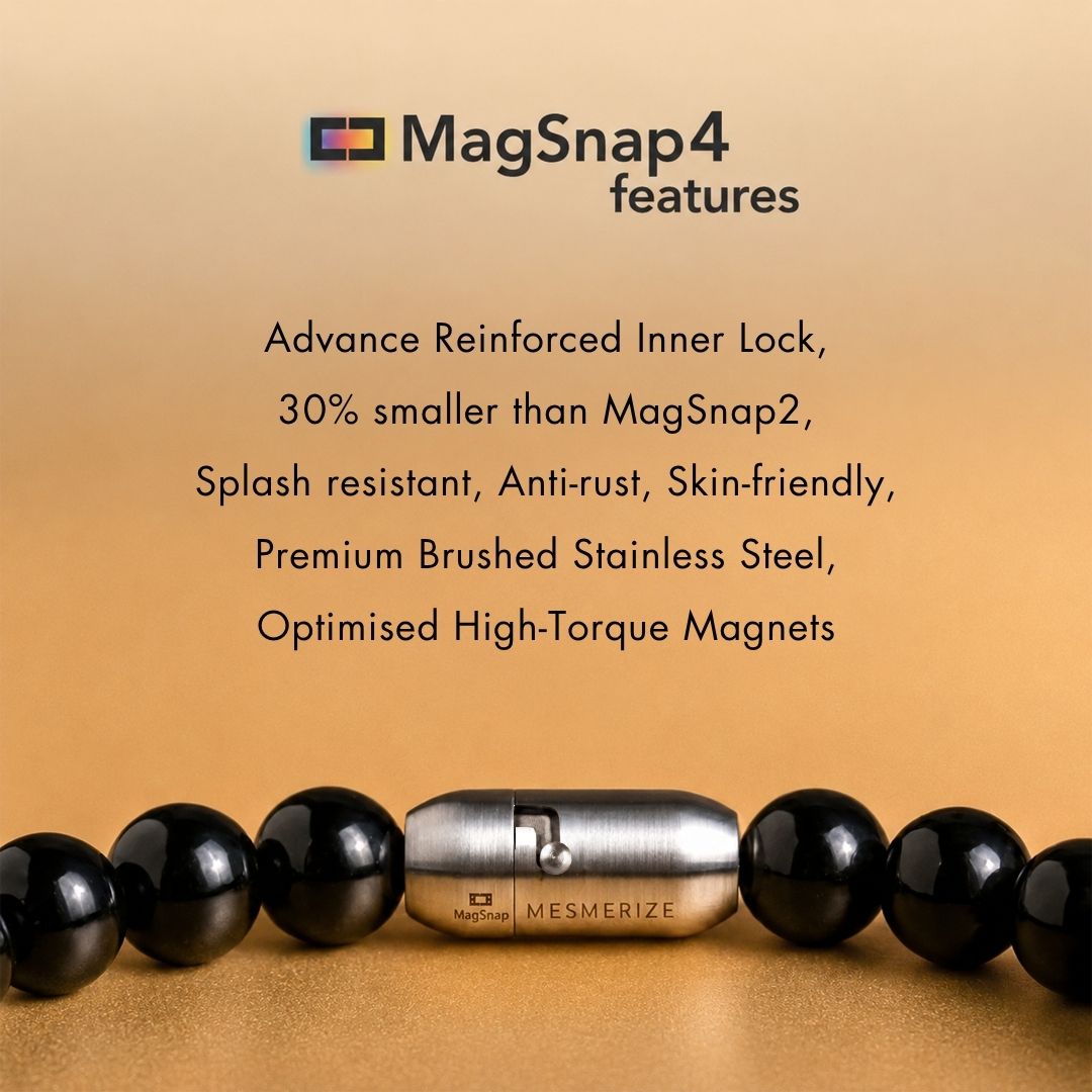 Pure 925 Silver Black Spinel Natural Stone Bracelet With MagSnap 4