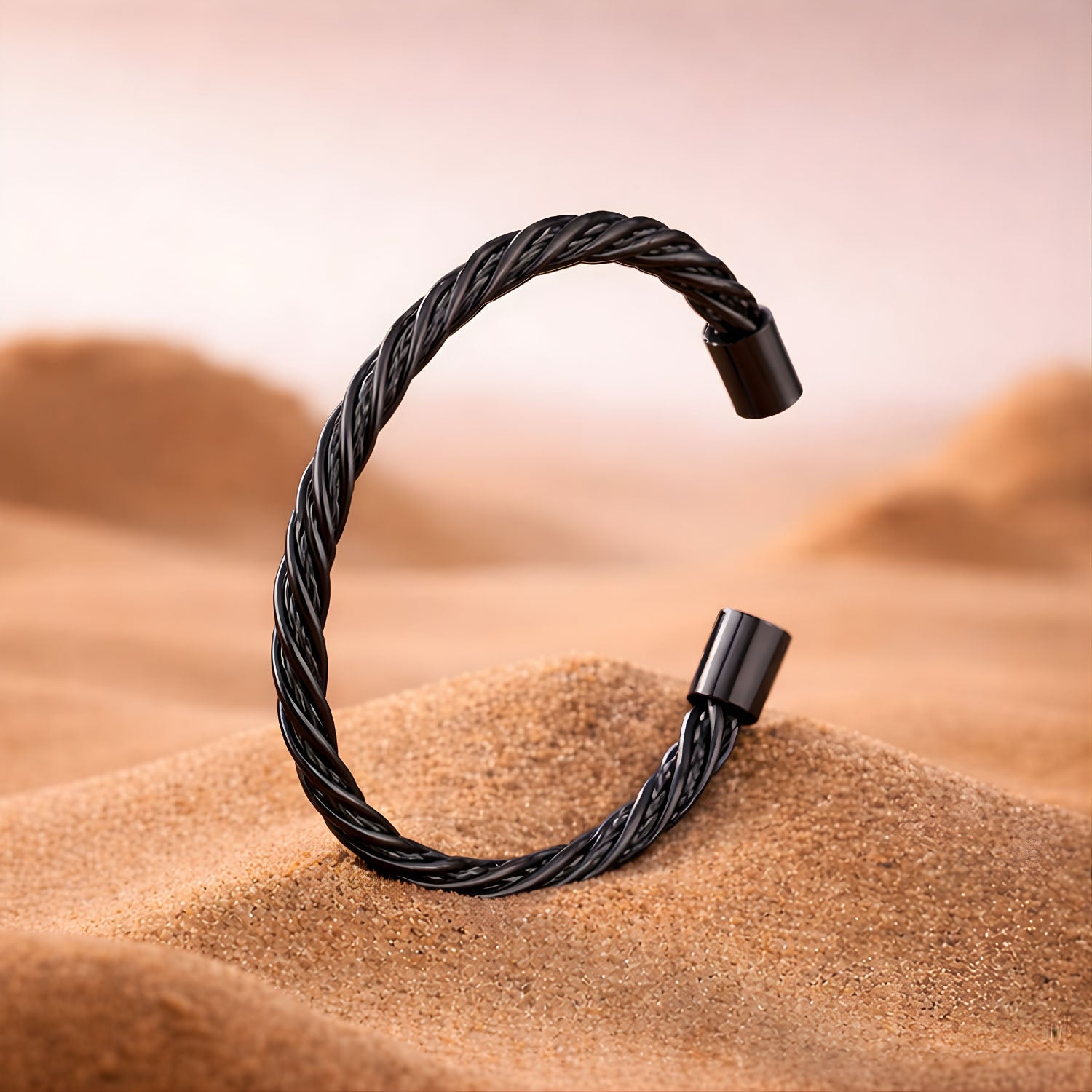 Wire Braided Cuff Bracelet Black