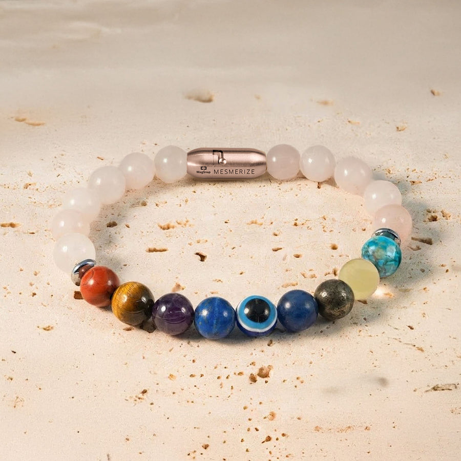 Solace Rose Quartz 9 Chakras Natural Stone Bracelet