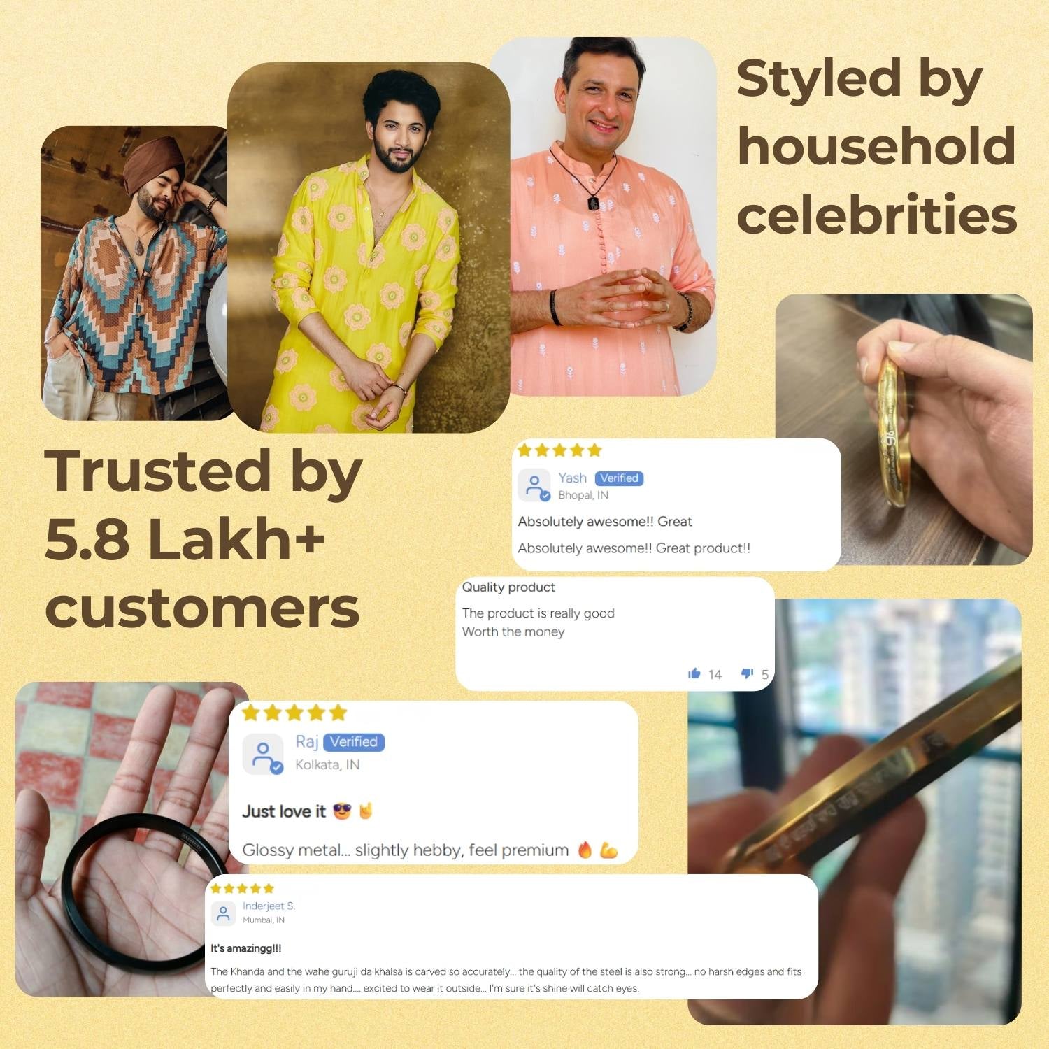 Round Flat Waheguru Ji Da Khalsa Kada Silver