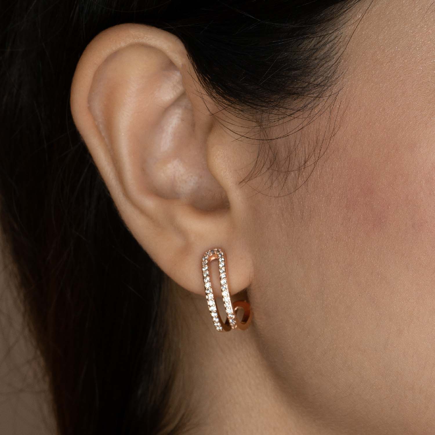 W Premium Jewellery Earrings 4 in 1 Pearl Rose Gold