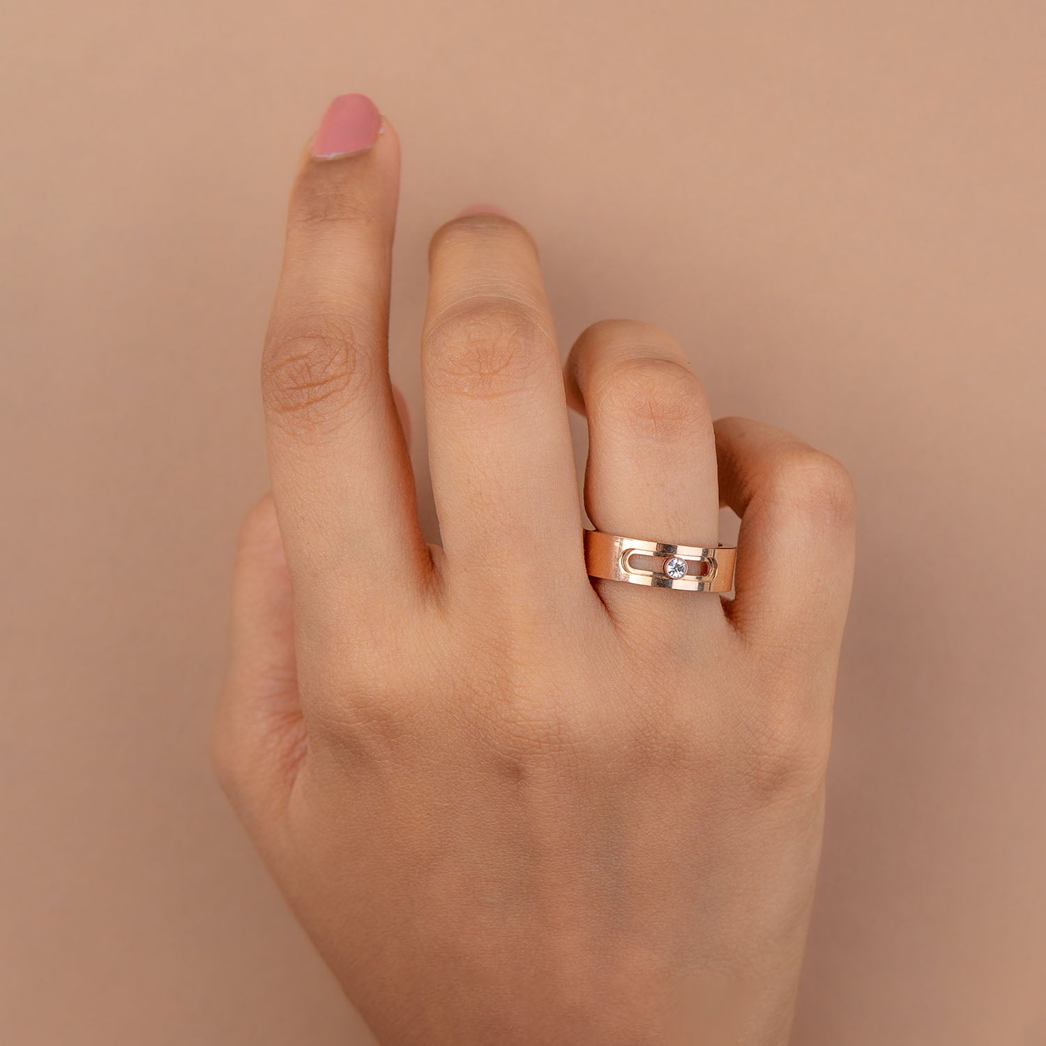 W Premium Jewellery Rose Gold Dancing Diamond Ring