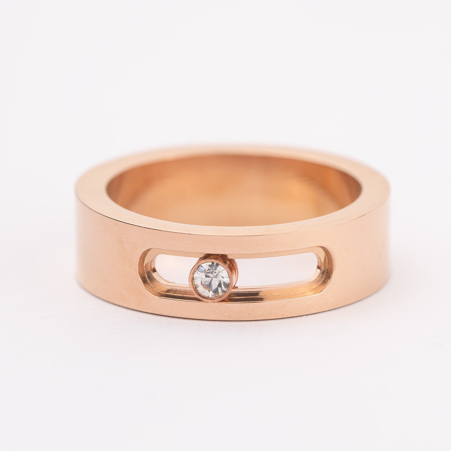 W Premium Jewellery Rose Gold Dancing Diamond Ring